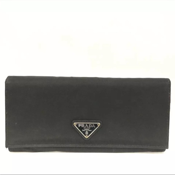 PRADA Logo Plate Nylon Long Bifold Wallet - Picture 1 of 8
